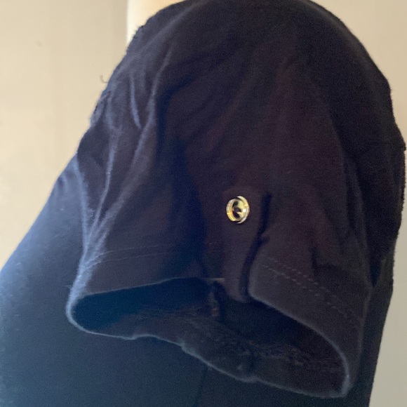 Black short sleeve tee with lace cut-out across chest and back. Like new - Picture 3 of 3